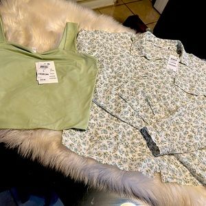 Crop Top & Floral Shirt